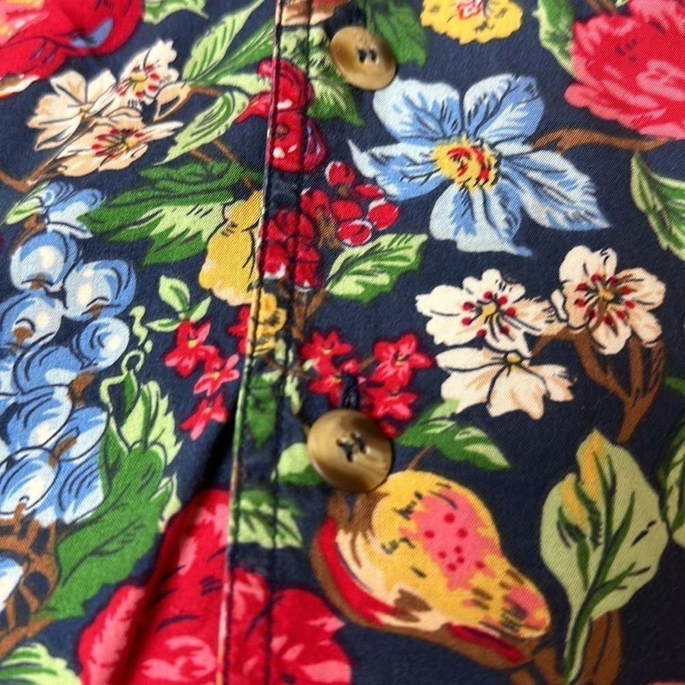 Vintage Liz Wear Fruit Floral Shirt Women’s S Rayon Button Down 90s Cottagecore - Picture 7 of 10